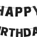 Race Car Birthday Banner - Checkered Flag, Happy Birthday, Black and White - Racing Themed Party Decoration Supplies