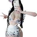Women Cow Lingerie Sexy Maid Outfit Bra And Panty Set Anime Cosplay Milk Cowgirl Apron Maid Mini Dress Bikini Outfits