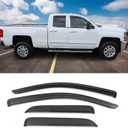 IKON MOTORSPORTS Window Visors, Compatible with 2014-2019 Chevrolet Silverado & GMC Sierra Extended Cab, Dark Smoke Acrylic Window Visor Sun Rain Vent Guards 4PC, 2015 2016 2017 2018