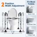 Adjustable Raised Toilet Seat with Handles for Seniors, 400lbs Capacity Elongated Toilet Seat Riser, Elevated Toilet Seat with Soft Cushion & Removable Armrests