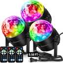 NEQUARE Disco Ball DJ Party Lights Sound Activated Remote Control Strobe Lamp 7 Modes Stage Light for New Years 2026 Room Dance Parties Karaoke Halloween Christmas Birthday Decorations 5.58Ft