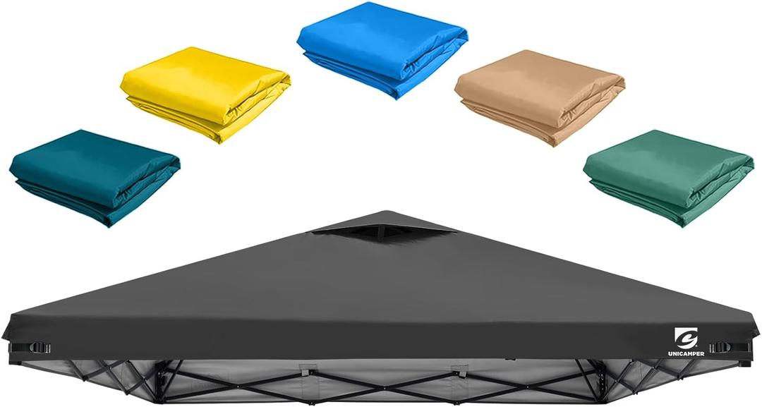 10'x10' Pop Up Canopy Replacement Top Cover with Air Vent for Straight Leg Canopy Tent, Waterproof for Outdoor Garden Patio Camping Sun Shade(Top Only) (Black, 1)