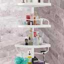 Shower Caddy Tension Pole with 4 ABS Baskets, Shower Storage Shelf with 56 to 125 Inch Adjustable Stainless Pole for Bathroom White