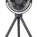 Portable Stroller Fan - Battery Operated, Flexible Tripod Clip On Fan with 3 Speeds and Rotatable Handheld Personal Fan for Car Seat, Crib, Stroller, Bike, & MORE (Black)