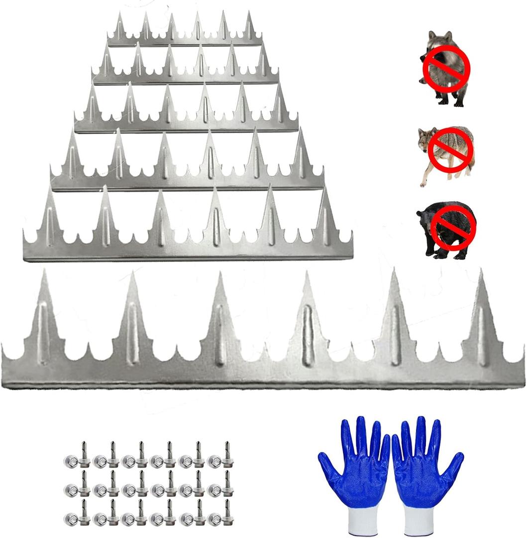 Anti Climbing Decorative Deterrent Fence Metal Spikes Fence Nail (6 Pieces 89 inches) Strong Silver Galvanized Steel Plate to Prevent Bears Coyotes and Thieves from Intruding Protect The Safety of