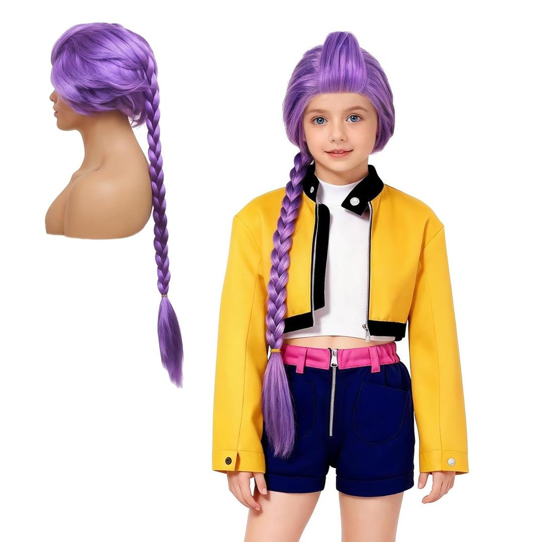 Purple Braid Wigs for Kids Long Braids Wigs Hair Halloween Party Accessories Costume Dress-up Cosplay Wig for Girls Purple Braid Wigs for Kids Long Braids Wigs Hair Halloween Party Accessories Costume Dress-up Cosplay Wig for Girls