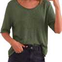 BTFBM Summer Sweaters for Women Lightweight 2026 Oversized Short Sleeve Knitted Pullover Casual Loose Fall Tops(Army Green, Small) (Green, S)