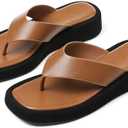 CYNLLIO Slides for Women Slip on Flip Flops Sandals Casual Thongs Platform Wedges Sandals Summer Beach Shoes Comfy Walking Flats Shoes Outdoor Slippers 9.5