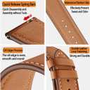 Genuine Leather Watch Band for Women Men Quick Release Spring Bars Bands 20mm 22mm Top Cowhide Calfskin Wristband Replacement Watchband Strap (Brown-Silver Pin Buckle)
