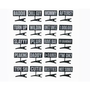 50PC  
20PC WORDS Word Clips for Hair Word Sprout Pack Black White Funny TikTok Sprouts Trendy Phrases Slang Rave Plur Festival EDM Concert Cute Small Hairpins Headwear Hair Accessories
