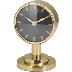 Deco 79 Stainless Steel Metal Decorative Clock Small Mantel Clock, Tabletop Clock 4" x 4" x 7", Gold