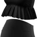 GINKANA Maternity Bikini Two Piece Swimsuits Ruffle High Waisted Maternity Bathing Suit Summer Pregnancy Swimwear (Medium, Black)