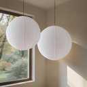 Large Hanging Lampshade 20INCH Can Replace White Paper Lanterns 2Pack Handmade Round Linen Pendant Lampshade Hanging Lantern Decorations Suitable for Living room Bedroom and kitche