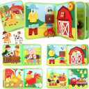 Busy Book for Toddlers 1-3, 25 in 1 Farm Busy Board Montessori Toys for Travel, Birthday Gifts for Boys and Girls, Learning Activity Book for Fine Motor Skills