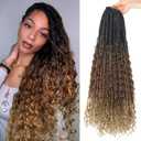 Long Boho Box Braids Crochet Hair Pre Looped Goddess Bohemian Box Crochet Braids for Black Women 8 Packs Synthetic Hair with Curly Ends(24 Inch,1B-30-27)