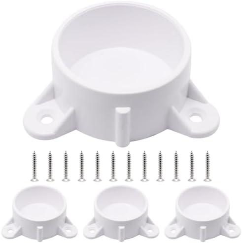 SWZHAI 4 Pcs PVC Table Leg Cap Fittings Furniture Grade Rod Holder White Screw Tab Caps with Mounting Screws(2 Inch)