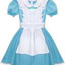 Alice In Wonderland Costume Blue Dress White Apron Girls Size L New Without Tags