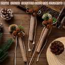 Simgoing 6 Pcs Beige Rustic Christmas Candy Cane Ornaments 7 Inch Burlap Wrapped Farmhouse Candy Cane Christmas Tree Hanging Decoration with Bells for Home Xmas Crafts Party Decoration