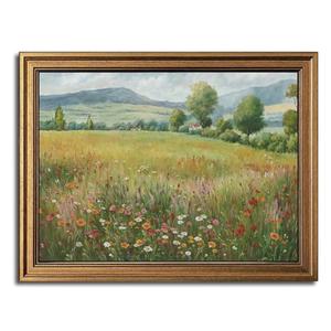 Gold Framed Wall Art Vintage Flower Canvas Wall Art Floral Countryside Landscape Wildflower Artwork Prints Picture for Living Room Bedroom Farmhouse Bathroom Office Decor, 12x16