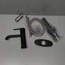 Black Bathroom Faucet for Single Handle HURRAN 1 Hole Bathroom Faucet with Pop-up Drain and Deck, Fits 1 Hole or 3 Hole Installations for Vanity, Bathroom & RV