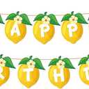 Lemon Happy Birthday Banners Yellow Lemon Lemonade Theme Banners for Summer Fruit Party Supplies
