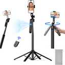 NEMOVA 68'' Auto Face Tracking Tripod for iPhone, 360 Rotation Phone Tripod with Wireless Remote and Phone Holder, Selfie Stick for Android, Applied to YouTube, Tiktok, Facetime (Black)