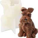 Cestony 3D Sitting Schnauzer Dog Shape Candle Silicone Molds for DIY Candle Resin Pillar Aromatherapy Candles Wax Soap Flower Specimen Clay Craft Desk Decor Making Tools