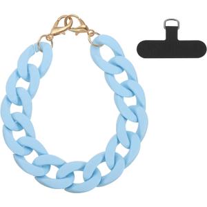 uxcell Phone Wrist Strap, 11 Inch Acrylic Cellphone Chain with Tether Tab, Hands-Free Wristlet Strap for Women Phone Case Accessories, Blue