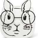 Abbott Collection Large Bunny Planter with Glasses - Cement/Metal, White/Black (5" H)