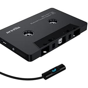 arsvita Bluetooth 5.0 Cassette to Aux Adapter for Car, Tape Audio Adapter, Hands-Free Call, Charcoal Black