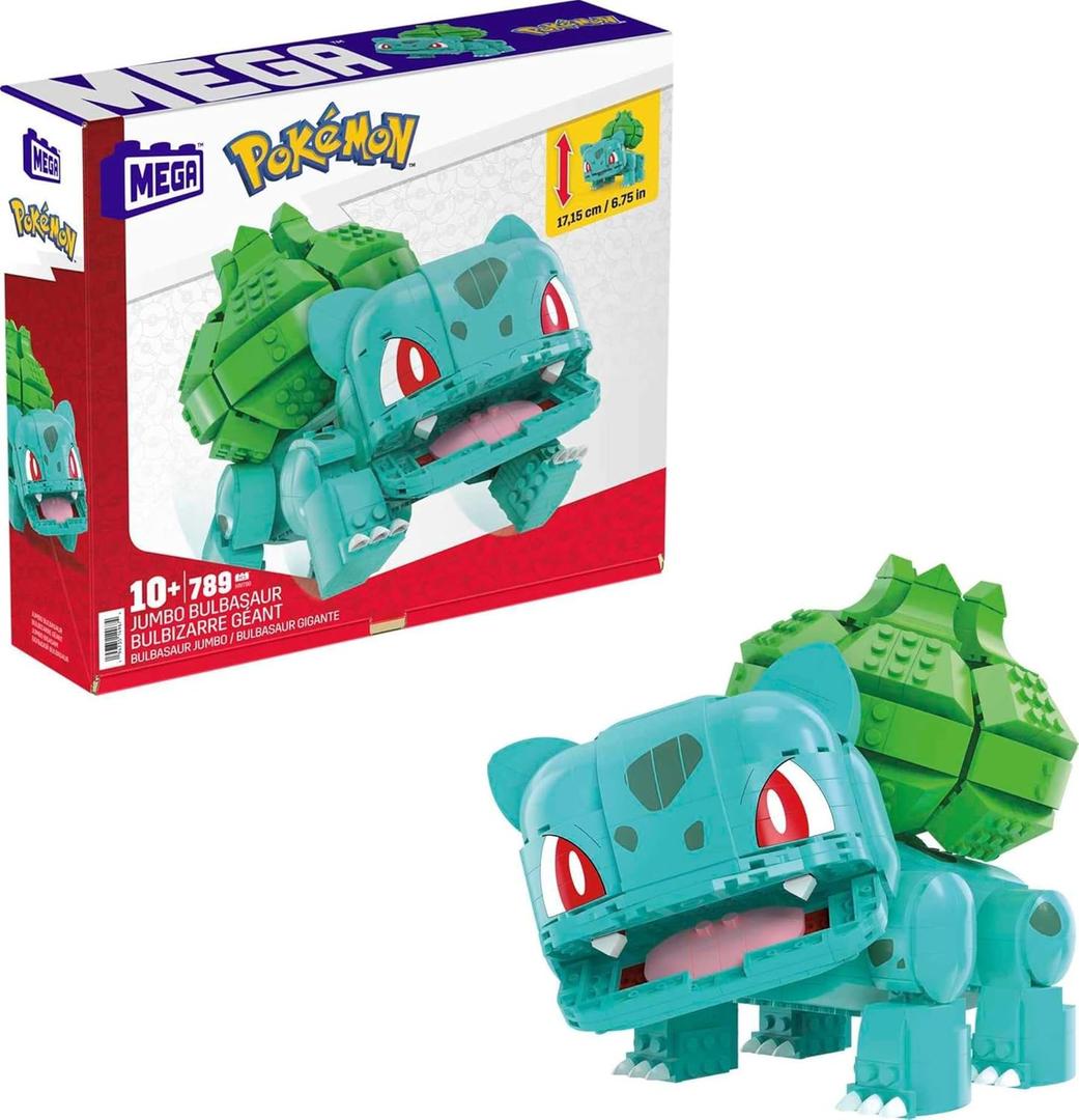 MEGA Pokmon Action Figure Building Toys for Kids, Jumbo Bulbasaur with 355 Pieces, Buildable and Poseable, 7 inches, 7 Year Old Gift Idea