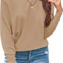 Cakulo Womens Off The Shoulder Sweater Batwing Long Sleeve Casual Knit Tops 2026 Lightweight Pullover Sweaters (Beige, XL)