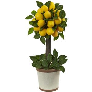 Nearly Natural Lemon Ball Topiary Arrangement, 19.5'' x 8.5'' x 8.75''
