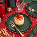Festiva 200Pcs Green Dessert Plates 6.3" with Plastic Forks 5"- Small Disposable Plates- Dessert/Cake/Appetizer Plastic Plates include 100Plates 100Forks for Birthday Party& St.Patrick's Day & Easter