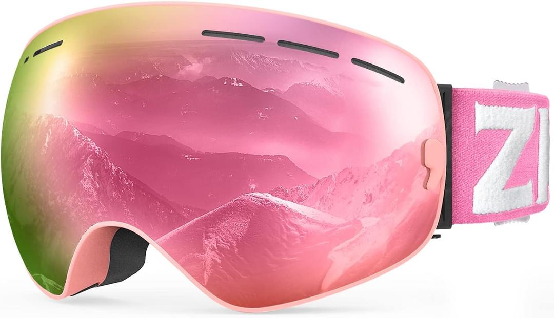 ZIONOR X Ski Goggles - OTG Snowboard Goggles Detachable Lens for Men Women Adult (A6-vlt 7% Pinkframe Pinklens)