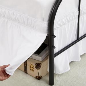 RIMELA White Bed Skirts with Split Corners Queen Size 15 Inch Drop,Elastic Bed Skirting Wrap Around, Easy to Install Dust Ruffles,Soft Fabric Machine Washable