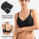 YEOREO Womens Wireless Bras Push Up Full Coverage Bra No Underwire Seamless Comfortable Scalloped Supportive Bralette Black S (Black, S)