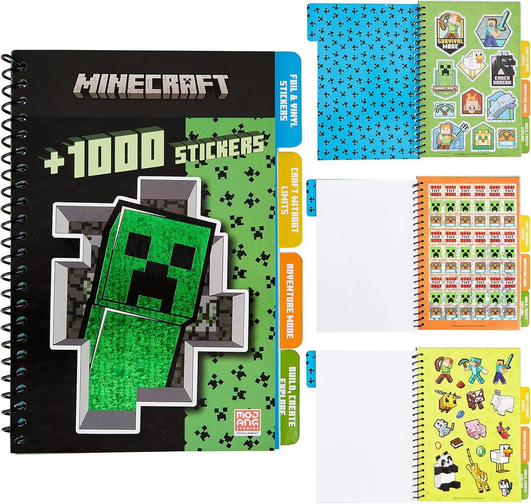 Minecraft Sticker Book for Kids - 28 Sheets, Over 1000 Creeper Collector Stickers for Scrapbooking, Creative Activity Set, Gamer Gifts for Boys