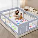 XVISHX Baby Playpen 74 x 50 Inch Play Pen Playards, Playpen for Babies and Toddlers, Baby Playard for Indoor & Outdoor Active Center Game Fence, with SkinFriendly Fabric and Soft Breathable Mesh Grey