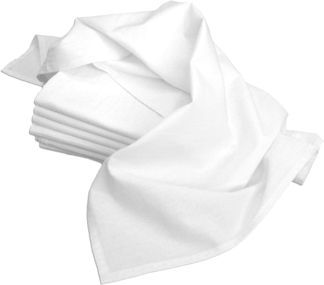 Aunt Martha's 18-Inch by 28-Inch Flour Sack Dish Towels, Premium 130 Thread Count, White, Set of 7