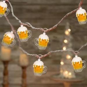 Beer Mug String Lights Plug in, 8.5Ft Summer Beer Party Decorations String Lights with 10 Beer Cup Lights, Hanging Beer Cup Fairy Lights for Outdoor Bar Birthday Summer Themed Party Wedding Decor