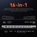 TobenONE 16-in-1 USB-C Docking Station 3 Monitors & Dual Monitor,2 HDMI+DP+6 USB Ports for Office & Home Use,Capable of 100W Power Supply & 2.5Gbps Ethernet, Used with Dell/HP/Lenovo