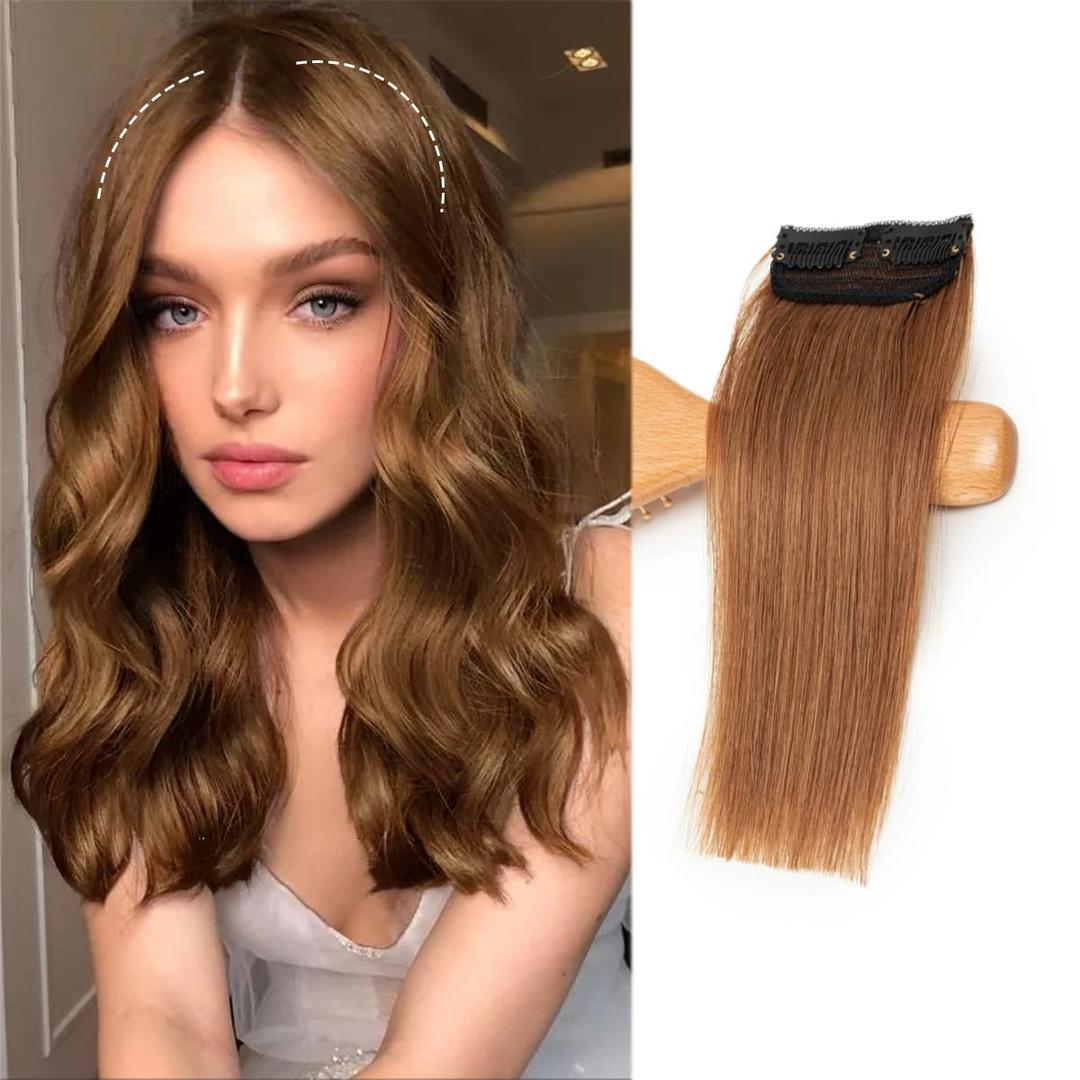 Real Remy Human Hair Clip in Hair Extensions Short Straight Thick Double Weft One Piece Hair Pieces for Thinning Hair Invisible Hairpin Increase Women Men Hair Volume 12Inch#6 Light Brown