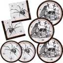 Spider Webs Halloween Party Supplies - Featuring Skull & Spider Themes, All-inclusive Wicked Web Paper Plates and Napkins. Ideal for Halloween Party Decorations, Serve 50 Guests.
