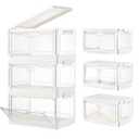 Freebat Stackable Plastic Storage Bins with Lids, Foldable Closet Organizers and Storage, 3 Drawer Storage Organizer，Clear Stackable Containers for Wardrobe, Bedroom, Office, Dorm