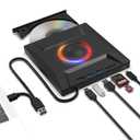 External CD DVD Drive,7 in 1 USB 3.0 and Type-C Disc Reader Writer Burner Player,Slim and Portable CD DVD +/-RW Optical Drive for PC Laptop Desktop MacBook Mac Windows Linux OS Apple (7 in 1)