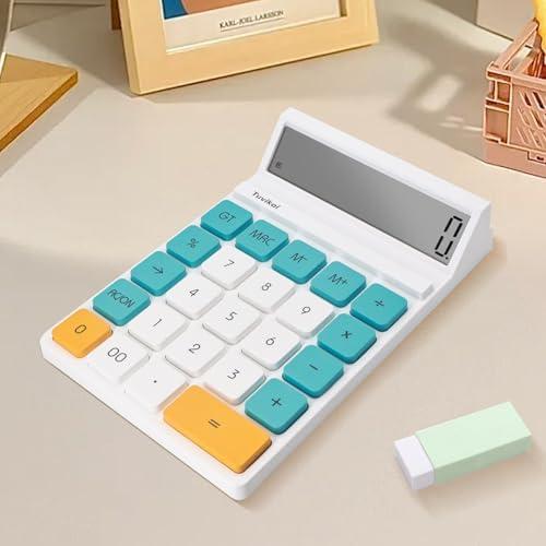 12-Digit LCD Desktop Calculator - Portable Handheld Basic Office Calculator with Ergonomic Keys for School Teachers Students (Blue)