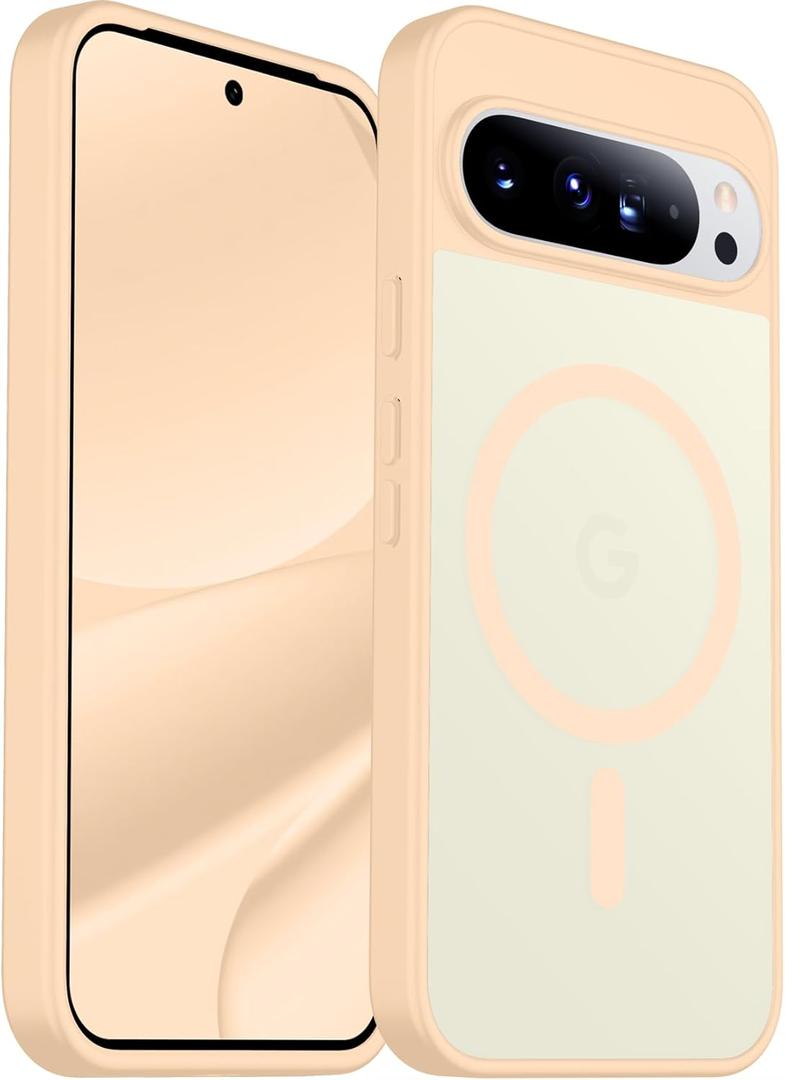 SPIDERCASE Magnetic for Google Pixel 10/Pixel 10 Pro Case, Military Grade Drop Protection Slim Translucent Matte Shockproof Anti-Fingerprint Phone Case for Pixel 10/10 Pro, Sand Pink