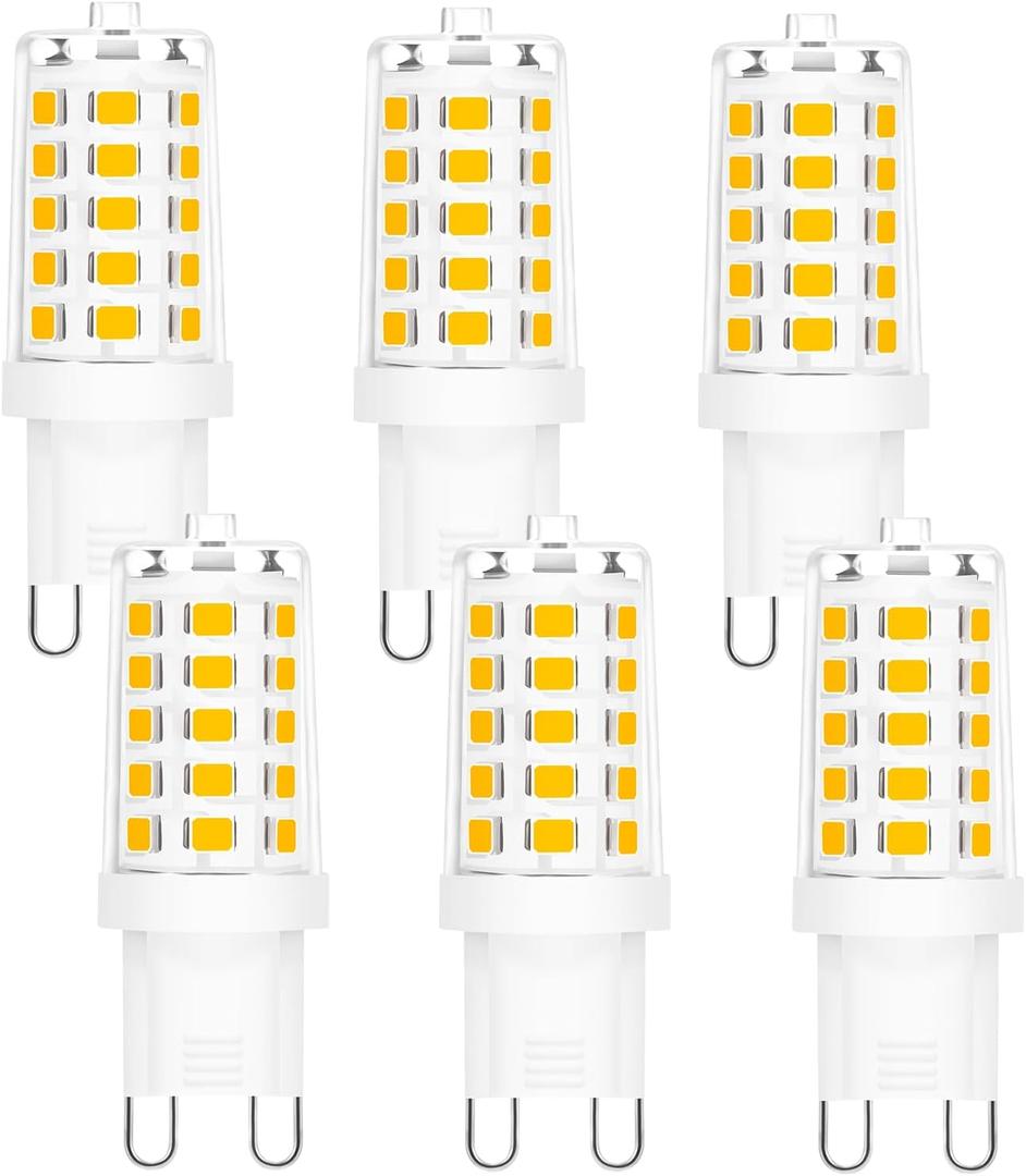 WFPOWER G9 LED Light Bulbs, 3W Warm White 3000K, Replace 35W G9 Halogen Bulb, Not Dimmable, No Flicker Bulbs for Ceiling Light Living Room Bedroom Corridor Lights, Chandelier, Home Decor, 6pcs 120V