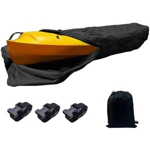 Chinflly Kayak Cover,Black Canoe Cover Full Wrap Thickened Waterproof Kayak Cover for Outdoor Kayak/Canoe/Paddle Board,Boat Accessories fit for 10ft Long Kayak
